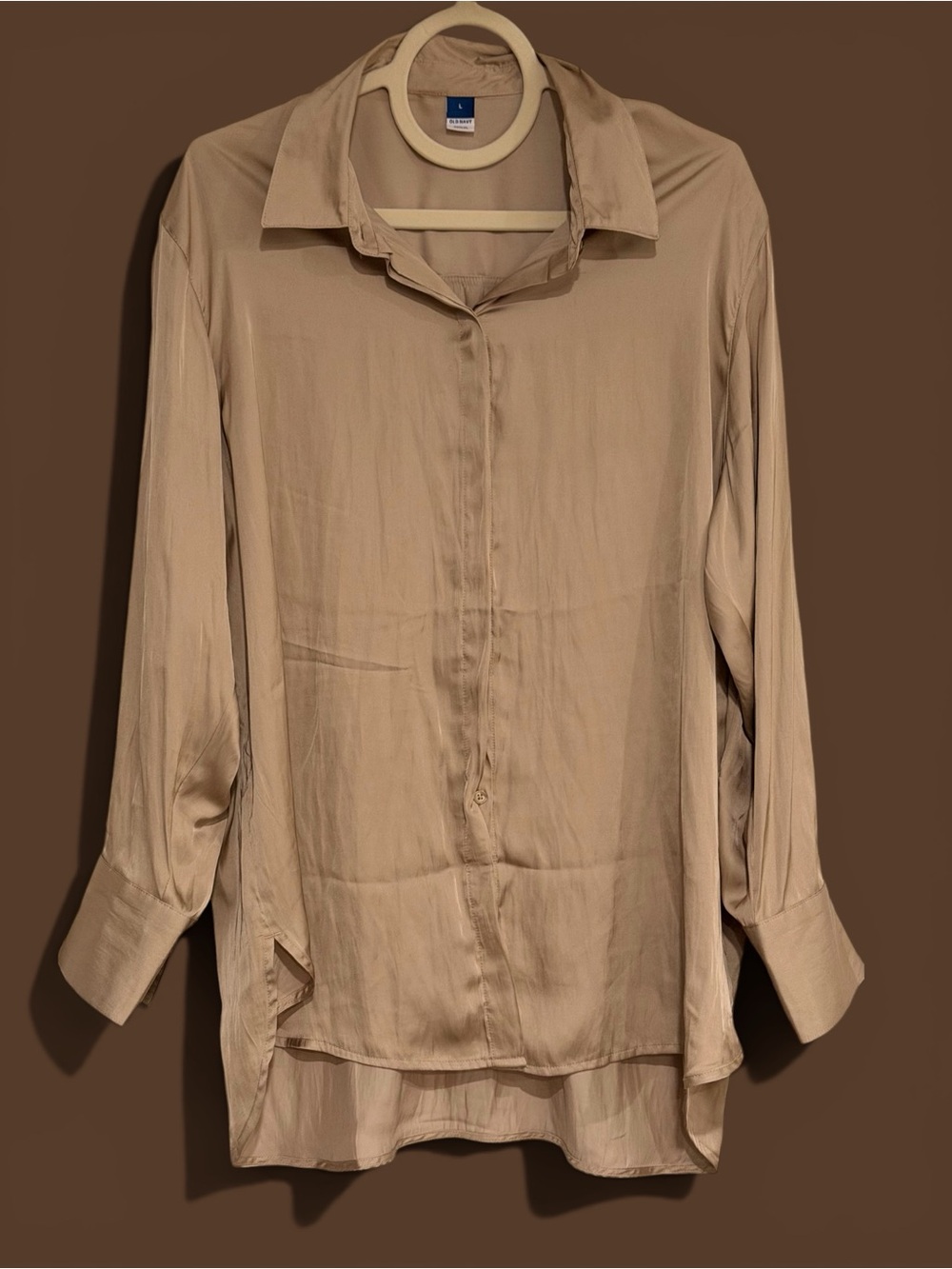 Old Navy Beige Long-Sleeve Button-Down Shirt